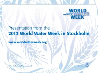 Water, Food and Energy Nexus  Main Outcomes  Alain Vidal  CGIAR Challenge Program on  Water and