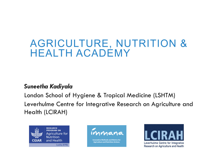 agriculture nutrition health academy