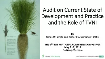 Au  Audit on  on Cu  Curren  ent S  State of  e of     Developme  ment