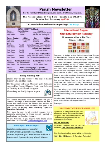 Parish Newsletter For the Holy Spirit West Bridgford, and Our Lady of Grace , Cotgrave . The