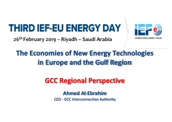 The Economies of New Energy Technologies  in Europe and the Gulf Region  GCC Regional Perspective