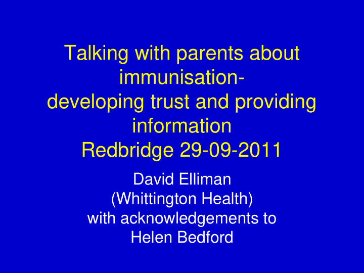 talking with parents about immunisation developing trust