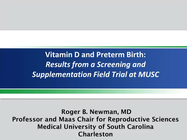 supplementation field trial at musc