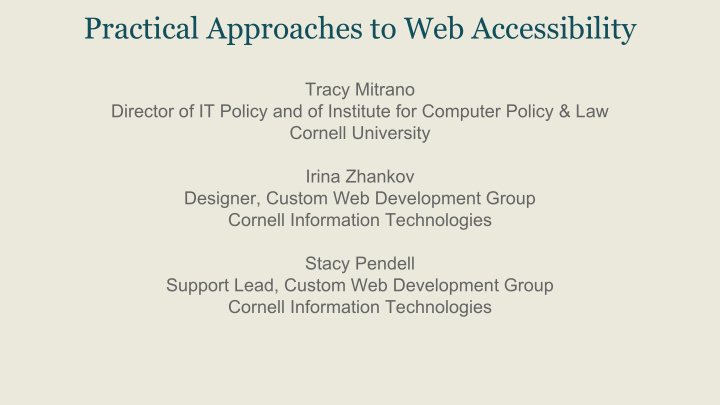 practical approaches to web accessibility