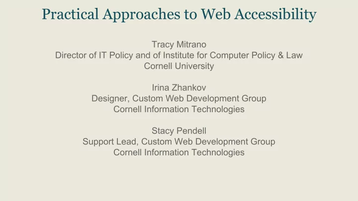 practical approaches to web accessibility