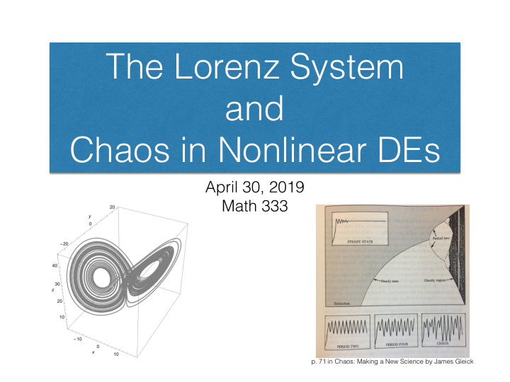 the lorenz system and chaos in nonlinear des