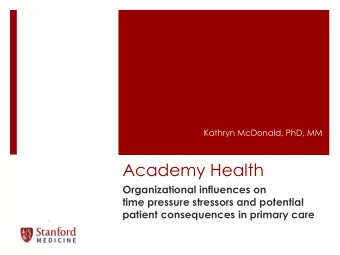 Academy Health  Organizational influences on  time pressure stressors and potential  patient