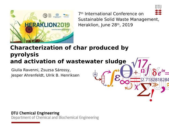 characterization of char produced by pyrolysis and