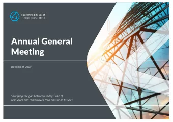 Annual General  Meeting  December 2019  Bridging the gap between todays use of  resources and