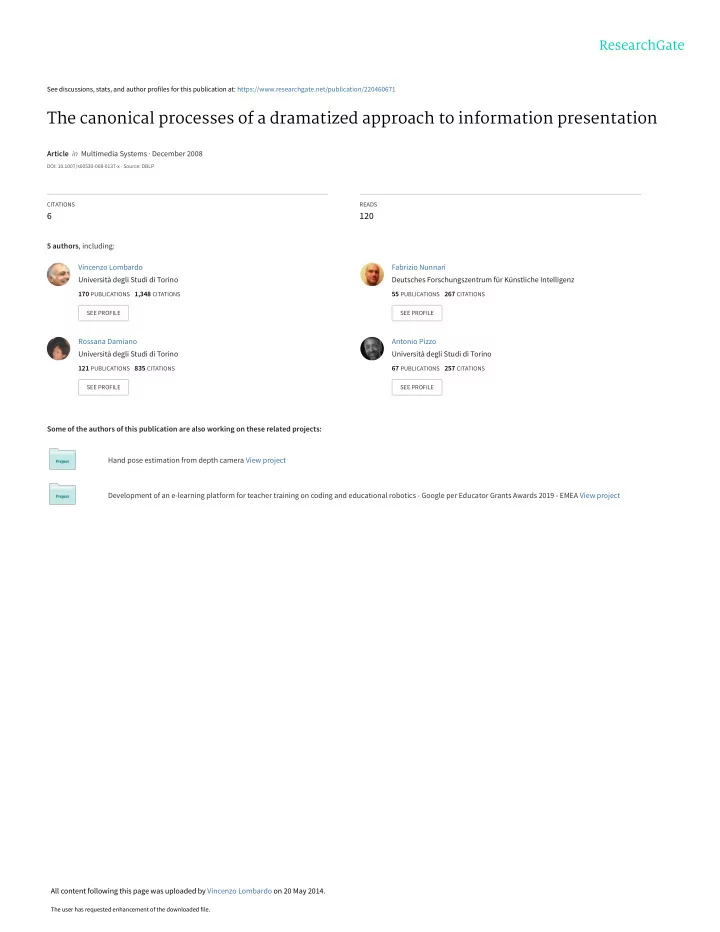 the canonical processes of a dramatized approach to