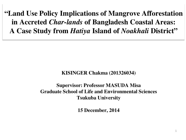 land use policy implications of mangrove afforestation in