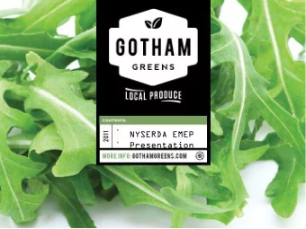 NYSERDA EMEP  Presentation  Sustainable Controlled Environm ent Agriculture:  An Agricultural Model