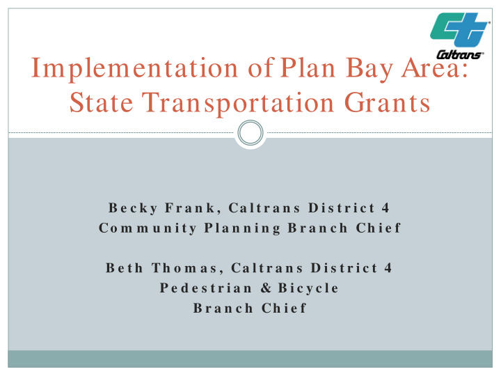 implementation of plan bay area state transportation