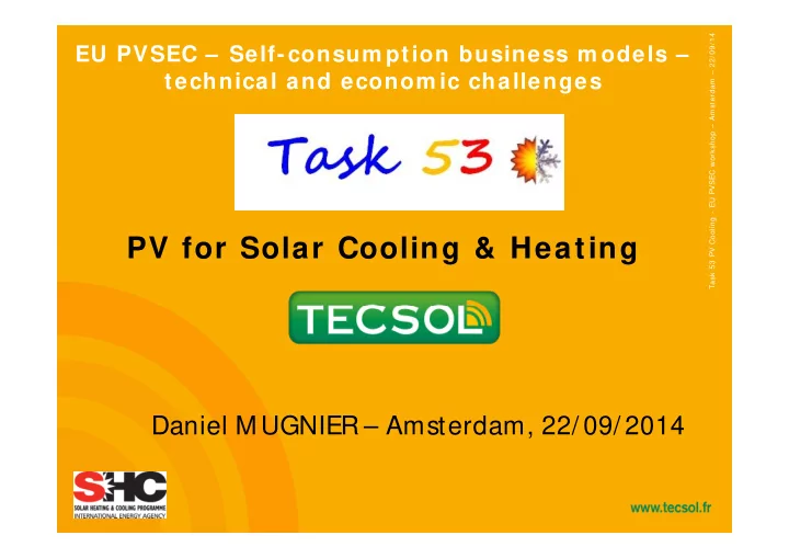 pv for solar cooling heating