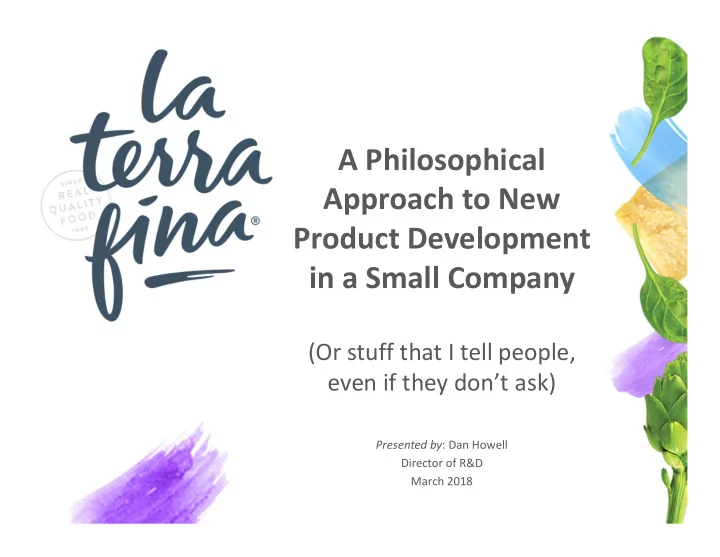 a philosophical approach to new product development in a