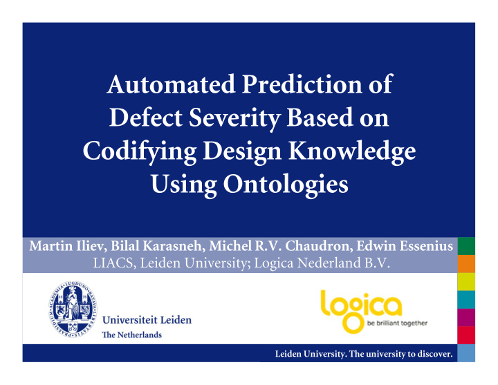 automated prediction of defect severity based on