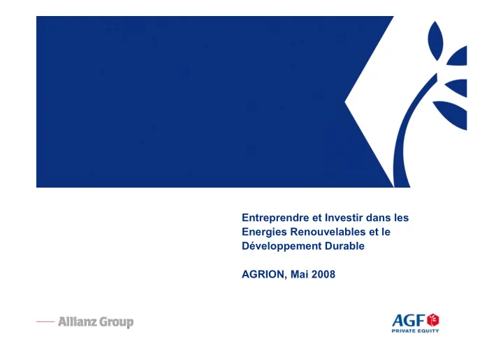 entreprendre et investir dans les energies renouvelables