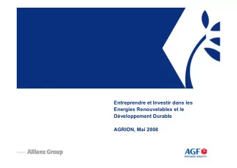 Entreprendre et Investir dans les  Energies Renouvelables et le  Dveloppement Durable  AGRION,