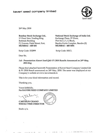 MUMBAI - MUMBAI -  400  0  0  1  400  0051  Scrip Code: 532899  Scrip Code: KSCL  Dear Sir, Sub: