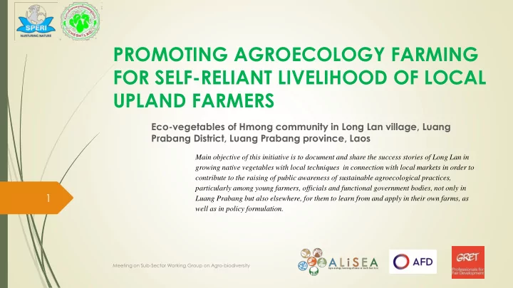 for self reliant livelihood of local