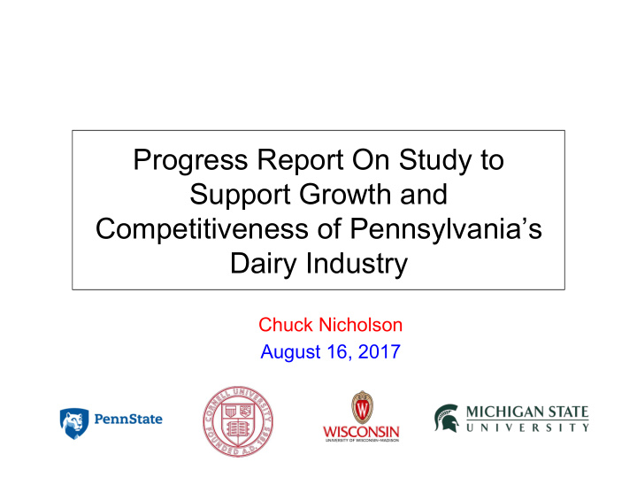 progress report on study to support growth and