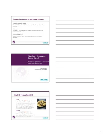 1  Importance of the Standards  ..government public health  agencies at federal, state, and