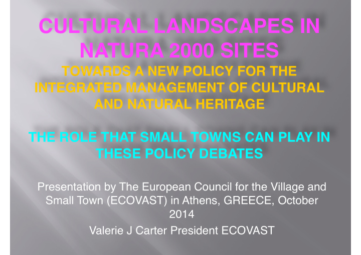 cultural landscapes in natura 2000 sites