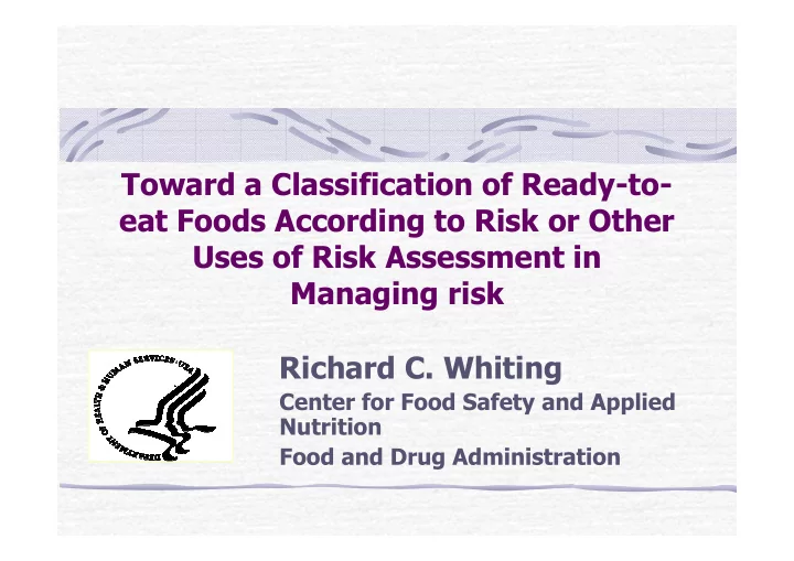 toward a classification of ready to eat foods according