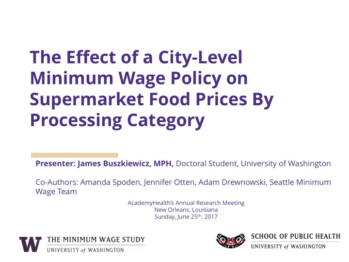 the effect of a city level minimum wage policy on