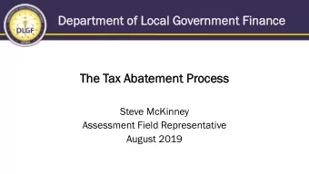 Dep  Depar  artmen  ent of  of Lo  Loca  cal Go  Governmen  ent Finan  Finance  ce  The  he T  Tax