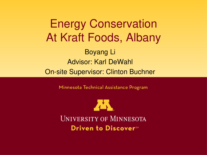 energy conservation at kraft foods albany
