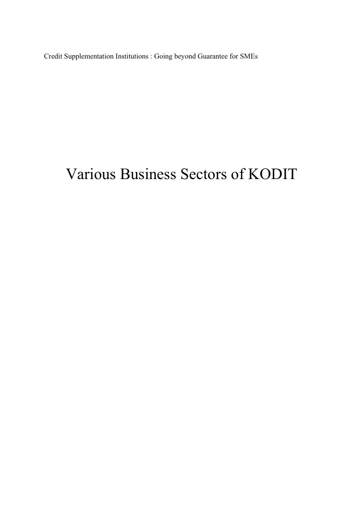 various business sectors of kodit