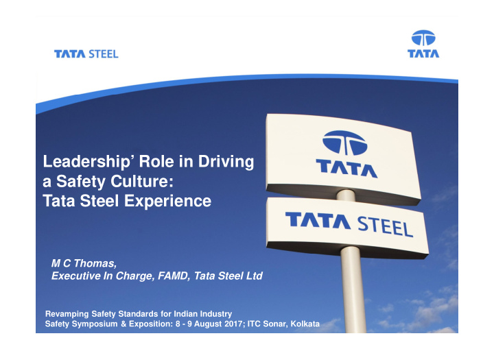 leadership role in driving a safety culture tata steel