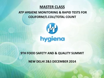 ATP Hygiene Monitoring  What is it?  A test method to verify good cleaning wherever you want it,