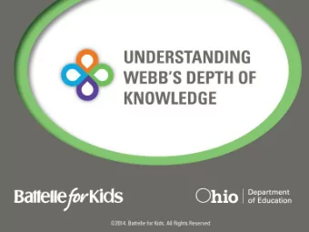 Understand the principles behind Webbs  Depth of Knowledge criteria  Know how these