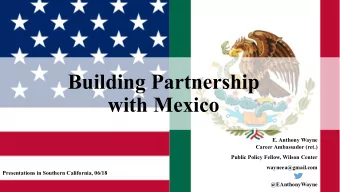 Building Partnership  with Mexico  E. Anthony Wayne  Career Ambassador (ret.)  Public Policy