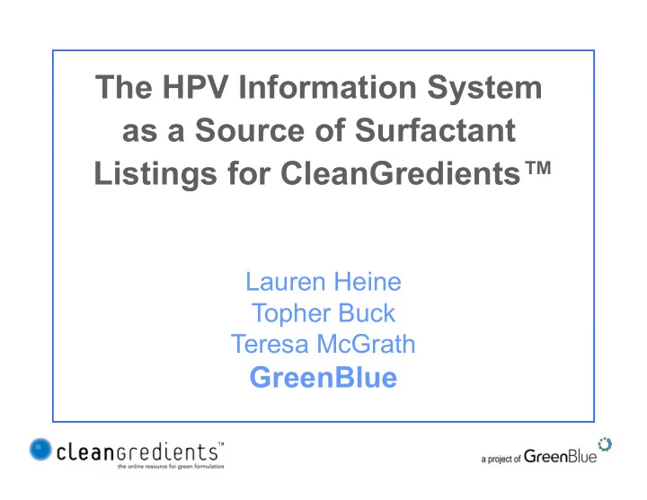 the hpv information system the hpv information system as