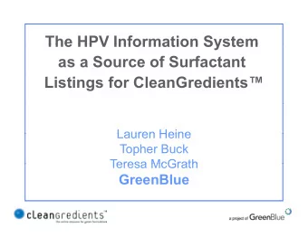 The HPV Information System  The HPV Information System  as a Source of Surfactant  Listings for
