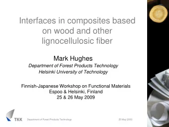 Interfaces in composites based  on wood and other  lignocellulosic fiber  Mark Hughes  Department