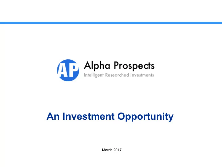 an investment opportunity