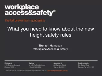Brenton Hampson  Workplace Access &amp; Safety Falls, trips &amp; slips  Fact and figures