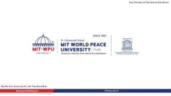 Four Decades of Educational Excellence  Worlds first University for Life Transformation  Four