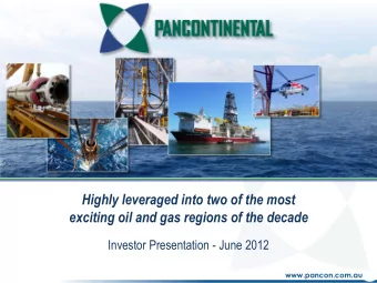 Investor Presentation - June 2012  www.pancon.com.au  Disclaimer  These materials are strictly
