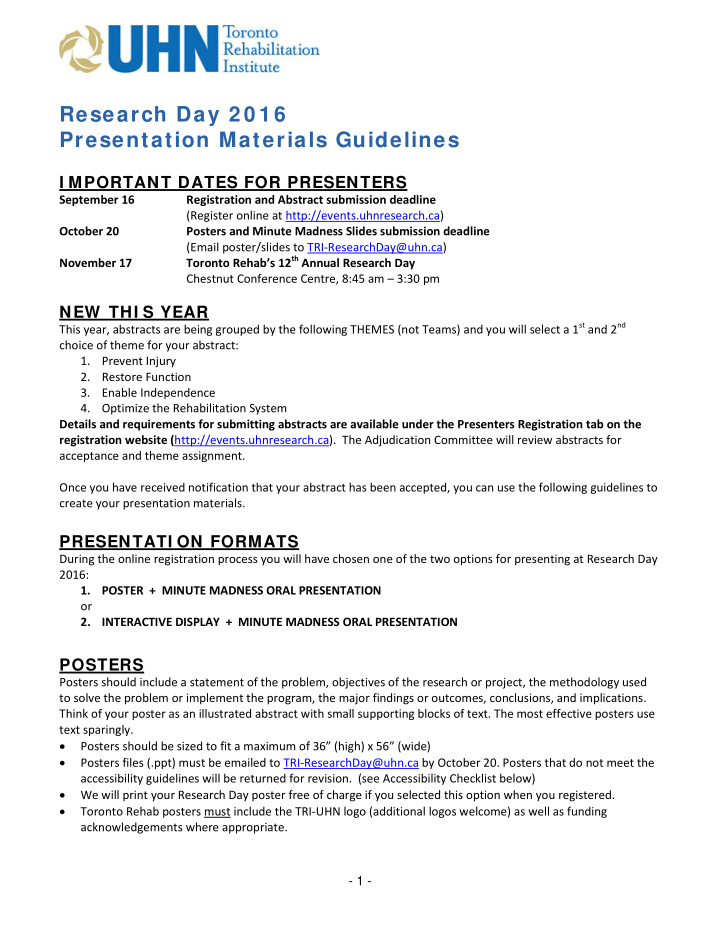 research day 2 0 1 6 presentation materials guidelines