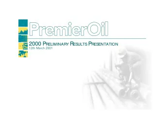 2000 P P RELIMINARY RELIMINARY R R ESULTS ESULTS P P RESENTATION  2000  RESENTATION  12th March