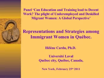 Representations and Strategies among  Immigrant Women in Qubec.  Hlne Cardu, Ph.D.