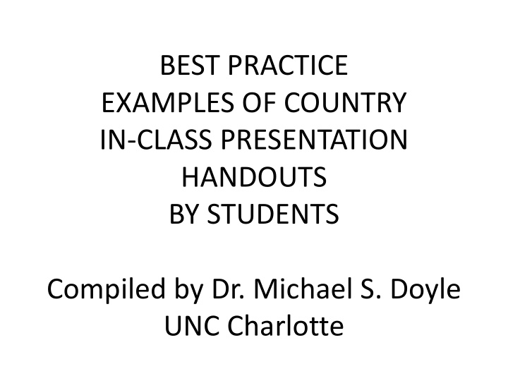 best practice examples of country in class presentation