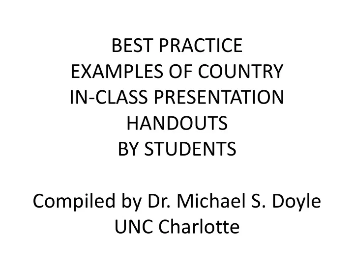 best practice examples of country in class presentation