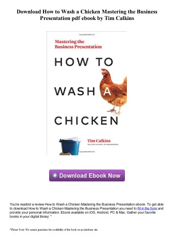 Download How to Wash a Chicken Mastering the Business  Presentation pdf ebook by Tim Calkins