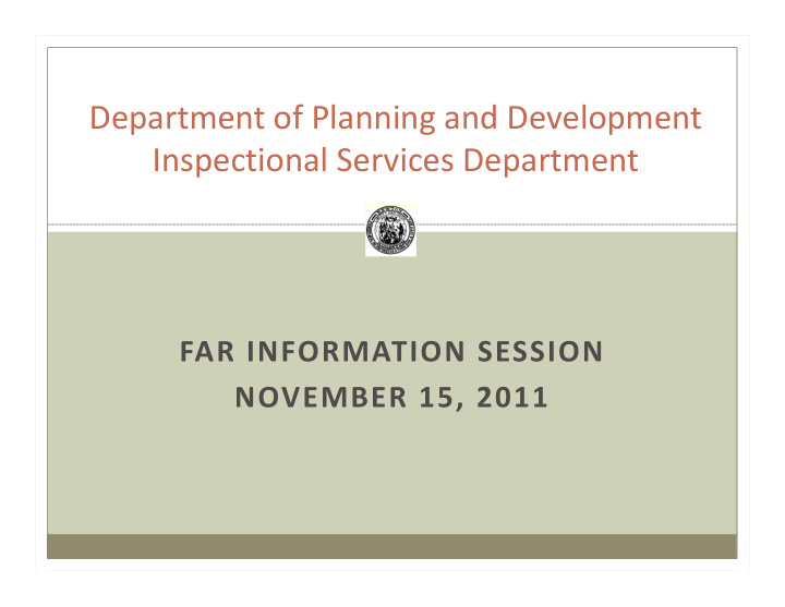 department of planning and development inspectional